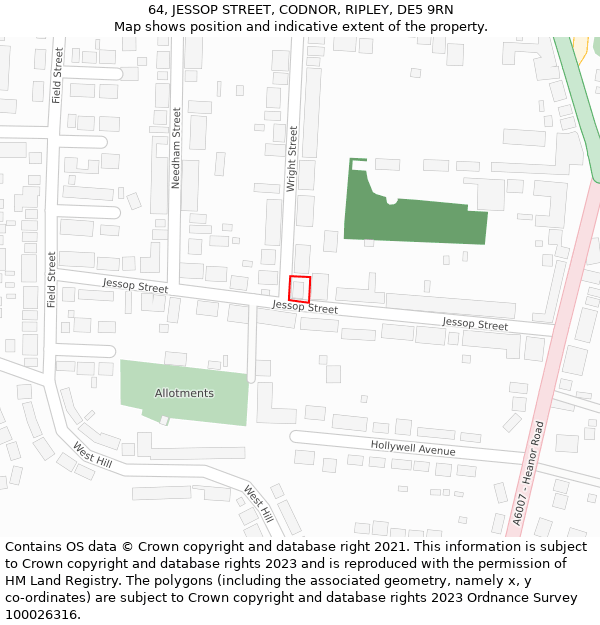 64, JESSOP STREET, CODNOR, RIPLEY, DE5 9RN: Location map and indicative extent of plot