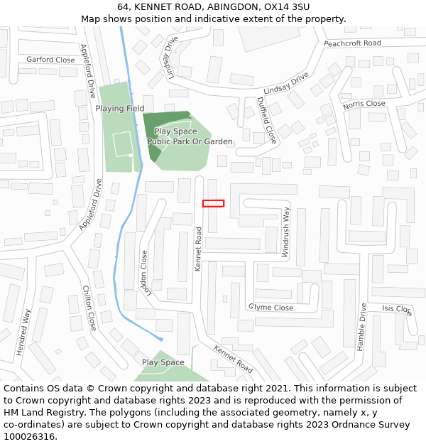 64, KENNET ROAD, ABINGDON, OX14 3SU: Location map and indicative extent of plot