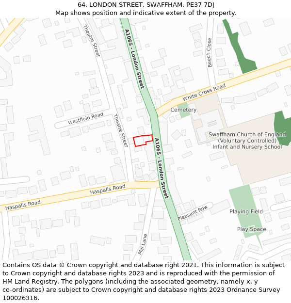 64, LONDON STREET, SWAFFHAM, PE37 7DJ: Location map and indicative extent of plot