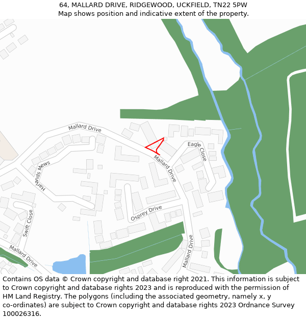 64, MALLARD DRIVE, RIDGEWOOD, UCKFIELD, TN22 5PW: Location map and indicative extent of plot