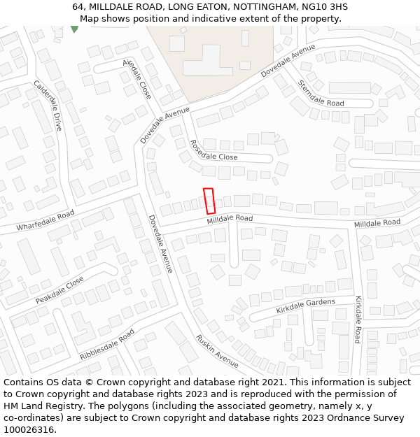 64, MILLDALE ROAD, LONG EATON, NOTTINGHAM, NG10 3HS: Location map and indicative extent of plot