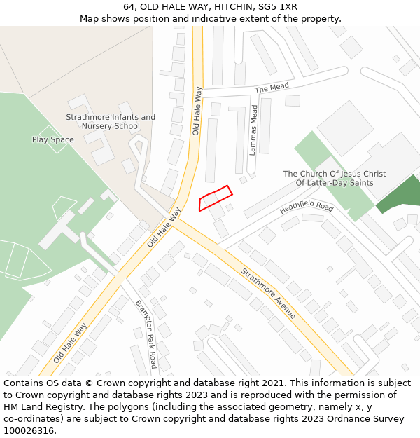 64, OLD HALE WAY, HITCHIN, SG5 1XR: Location map and indicative extent of plot