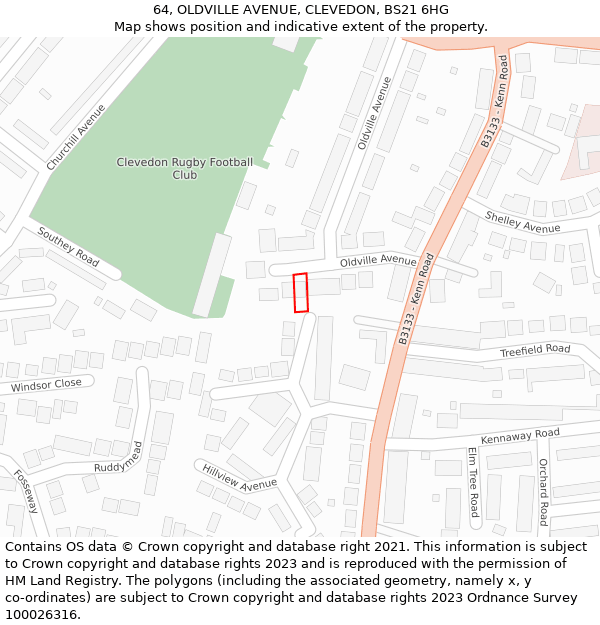 64, OLDVILLE AVENUE, CLEVEDON, BS21 6HG: Location map and indicative extent of plot