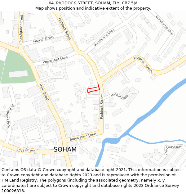 64, PADDOCK STREET, SOHAM, ELY, CB7 5JA: Location map and indicative extent of plot