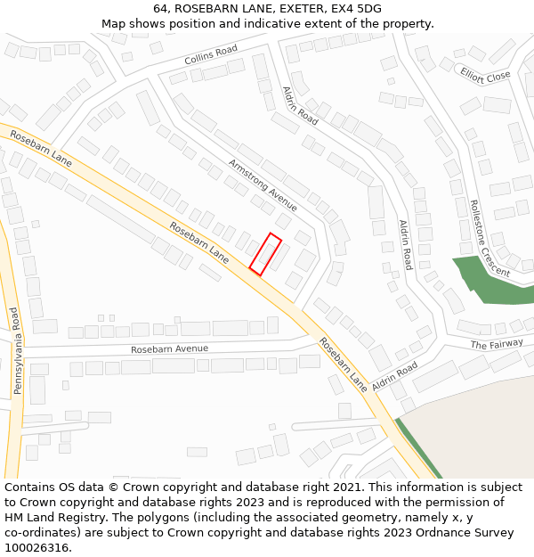 64, ROSEBARN LANE, EXETER, EX4 5DG: Location map and indicative extent of plot