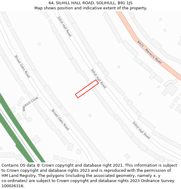 64, SILHILL HALL ROAD, SOLIHULL, B91 1JS: Location map and indicative extent of plot