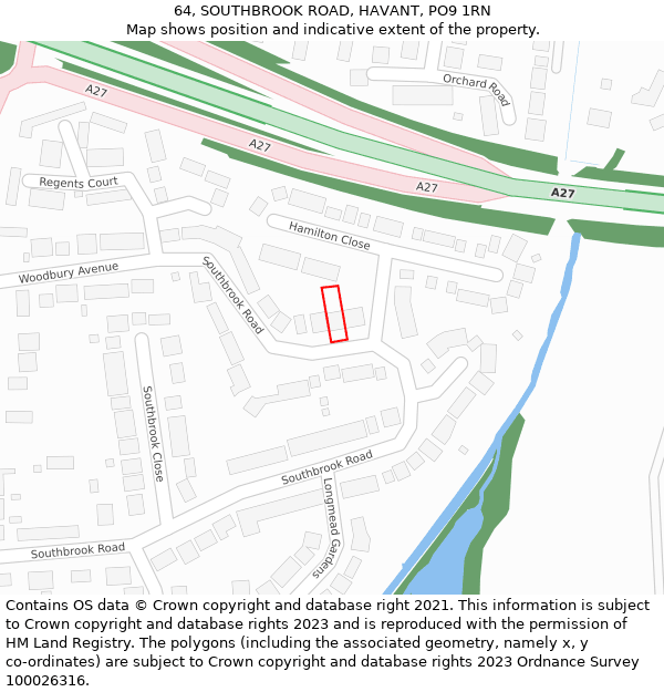 64, SOUTHBROOK ROAD, HAVANT, PO9 1RN: Location map and indicative extent of plot