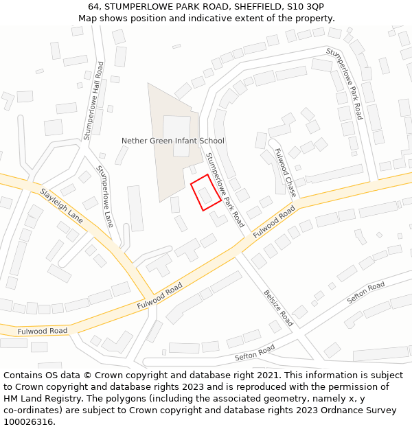 64, STUMPERLOWE PARK ROAD, SHEFFIELD, S10 3QP: Location map and indicative extent of plot