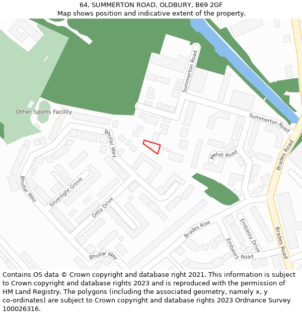 64, SUMMERTON ROAD, OLDBURY, B69 2GF: Location map and indicative extent of plot