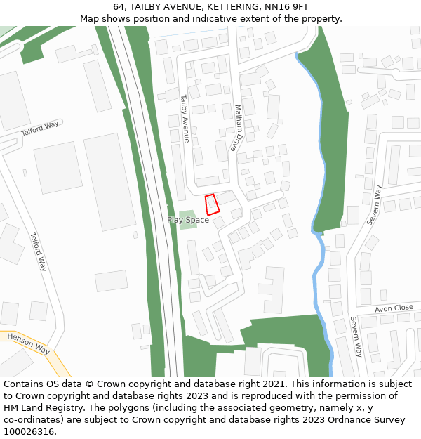 64, TAILBY AVENUE, KETTERING, NN16 9FT: Location map and indicative extent of plot