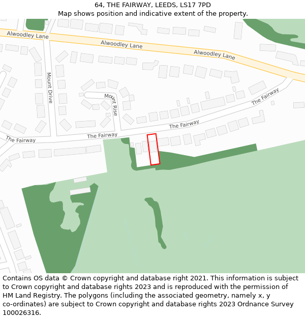 64, THE FAIRWAY, LEEDS, LS17 7PD: Location map and indicative extent of plot