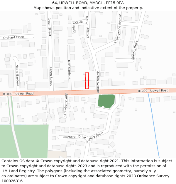 64, UPWELL ROAD, MARCH, PE15 9EA: Location map and indicative extent of plot