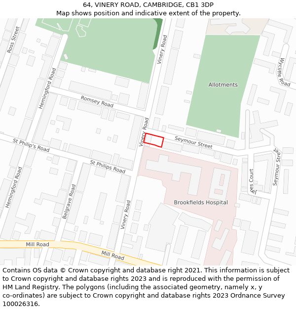 64, VINERY ROAD, CAMBRIDGE, CB1 3DP: Location map and indicative extent of plot