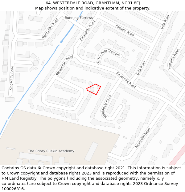 64, WESTERDALE ROAD, GRANTHAM, NG31 8EJ: Location map and indicative extent of plot