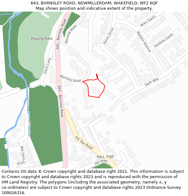 643, BARNSLEY ROAD, NEWMILLERDAM, WAKEFIELD, WF2 6QF: Location map and indicative extent of plot