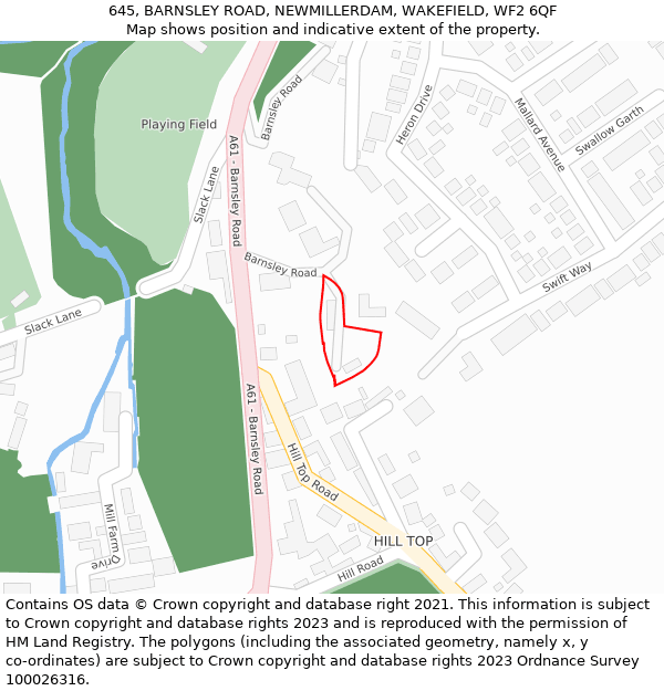 645, BARNSLEY ROAD, NEWMILLERDAM, WAKEFIELD, WF2 6QF: Location map and indicative extent of plot