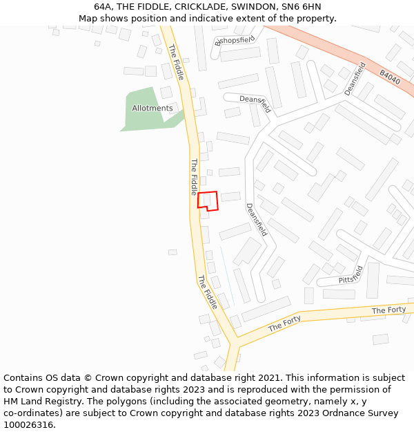 64A, THE FIDDLE, CRICKLADE, SWINDON, SN6 6HN: Location map and indicative extent of plot