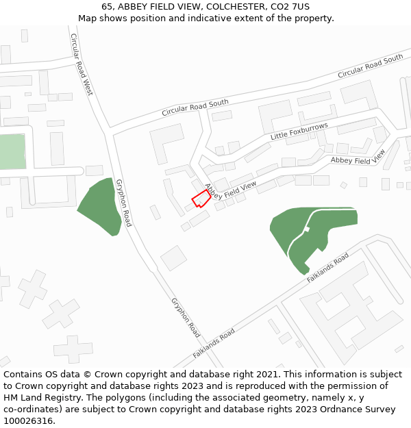 65, ABBEY FIELD VIEW, COLCHESTER, CO2 7US: Location map and indicative extent of plot