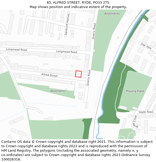65, ALFRED STREET, RYDE, PO33 2TS: Location map and indicative extent of plot