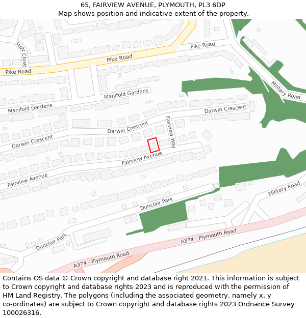 65, FAIRVIEW AVENUE, PLYMOUTH, PL3 6DP: Location map and indicative extent of plot