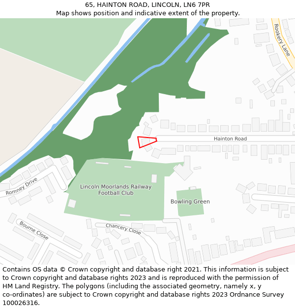 65, HAINTON ROAD, LINCOLN, LN6 7PR: Location map and indicative extent of plot