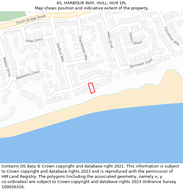 65, HARBOUR WAY, HULL, HU9 1PL: Location map and indicative extent of plot