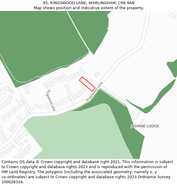 65, KINGSWOOD LANE, WARLINGHAM, CR6 9AB: Location map and indicative extent of plot