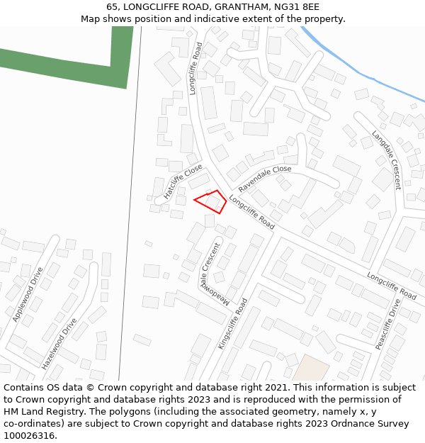 65, LONGCLIFFE ROAD, GRANTHAM, NG31 8EE: Location map and indicative extent of plot