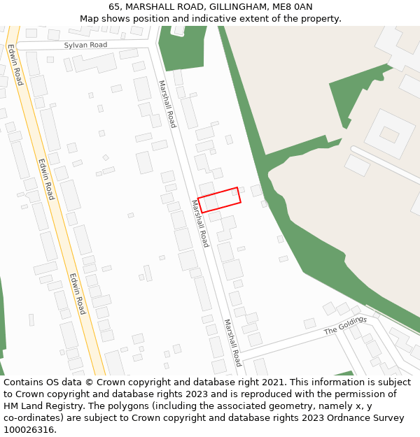 65, MARSHALL ROAD, GILLINGHAM, ME8 0AN: Location map and indicative extent of plot