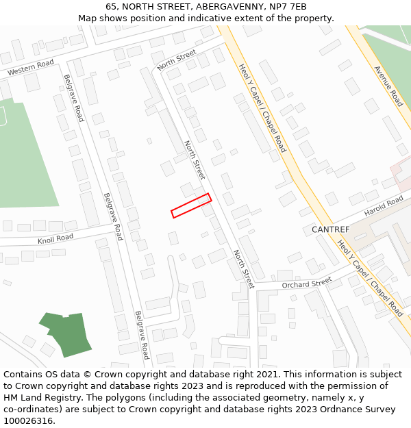 65, NORTH STREET, ABERGAVENNY, NP7 7EB: Location map and indicative extent of plot