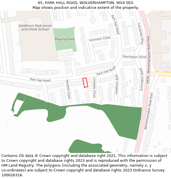 65, PARK HALL ROAD, WOLVERHAMPTON, WV4 5EG: Location map and indicative extent of plot