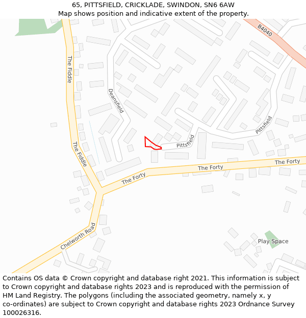 65, PITTSFIELD, CRICKLADE, SWINDON, SN6 6AW: Location map and indicative extent of plot