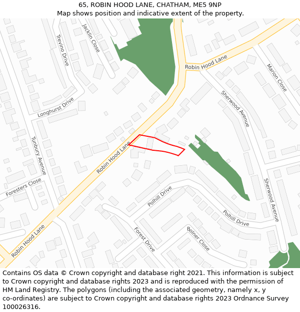 65, ROBIN HOOD LANE, CHATHAM, ME5 9NP: Location map and indicative extent of plot