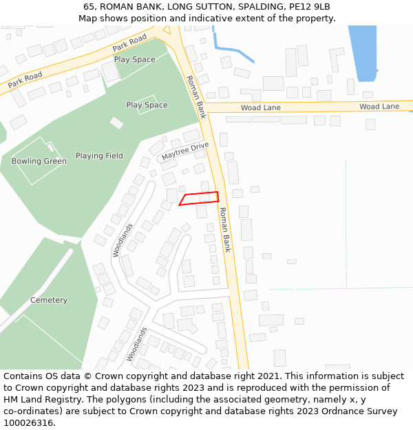65, ROMAN BANK, LONG SUTTON, SPALDING, PE12 9LB: Location map and indicative extent of plot