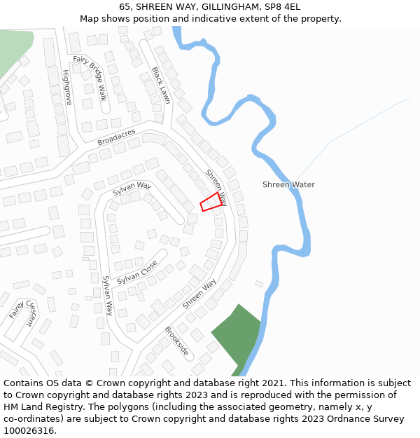 65, SHREEN WAY, GILLINGHAM, SP8 4EL: Location map and indicative extent of plot