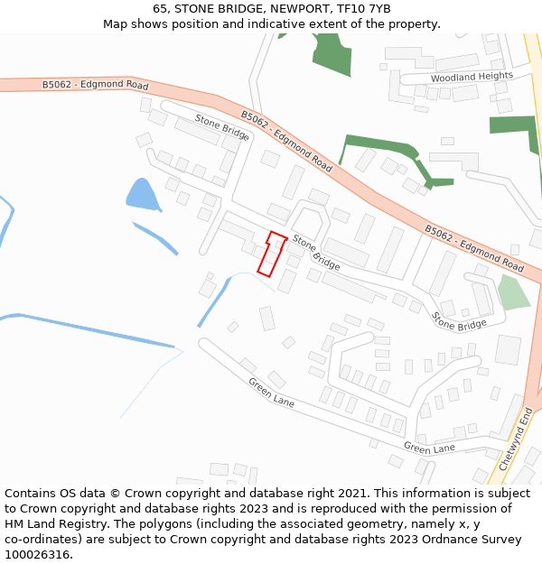 65, STONE BRIDGE, NEWPORT, TF10 7YB: Location map and indicative extent of plot