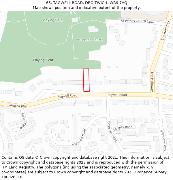 65, TAGWELL ROAD, DROITWICH, WR9 7AQ: Location map and indicative extent of plot