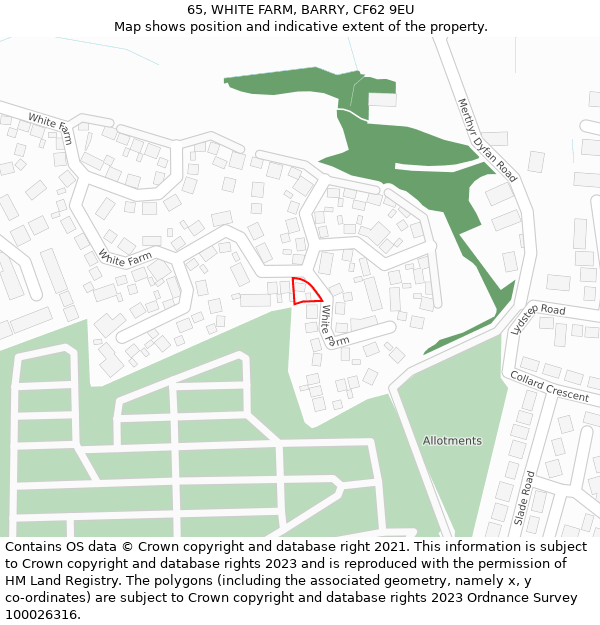 65, WHITE FARM, BARRY, CF62 9EU: Location map and indicative extent of plot