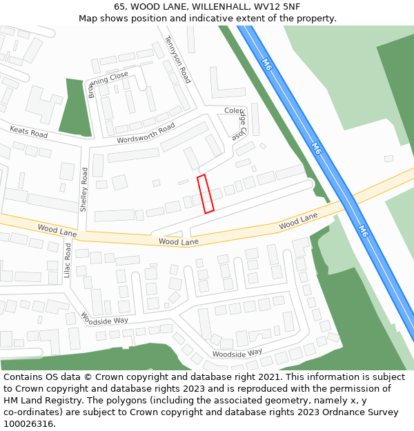 65, WOOD LANE, WILLENHALL, WV12 5NF: Location map and indicative extent of plot