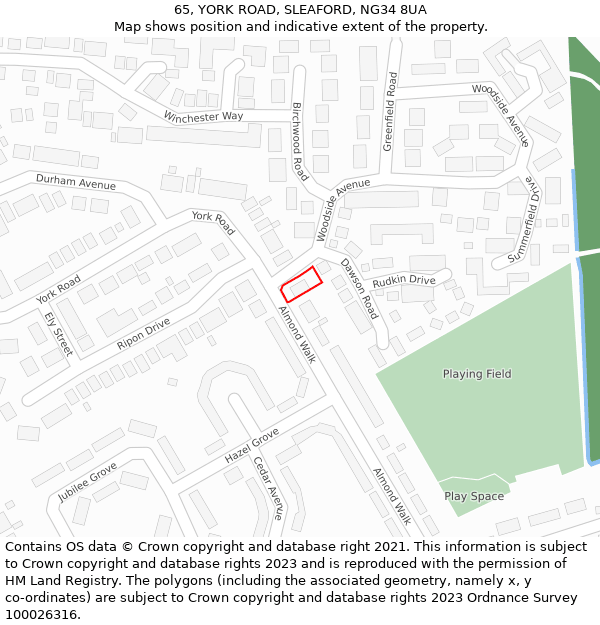 65, YORK ROAD, SLEAFORD, NG34 8UA: Location map and indicative extent of plot
