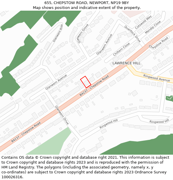 655, CHEPSTOW ROAD, NEWPORT, NP19 9BY: Location map and indicative extent of plot