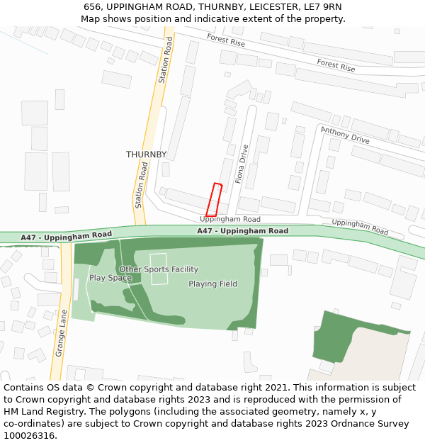 656, UPPINGHAM ROAD, THURNBY, LEICESTER, LE7 9RN: Location map and indicative extent of plot