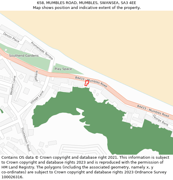 658, MUMBLES ROAD, MUMBLES, SWANSEA, SA3 4EE: Location map and indicative extent of plot