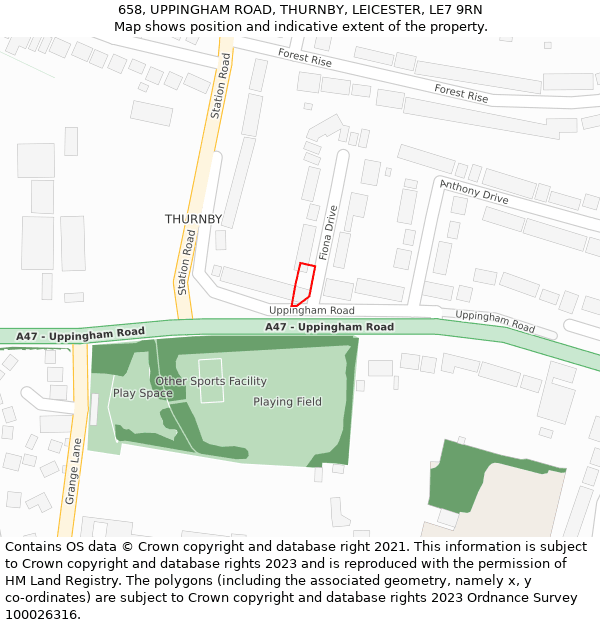 658, UPPINGHAM ROAD, THURNBY, LEICESTER, LE7 9RN: Location map and indicative extent of plot