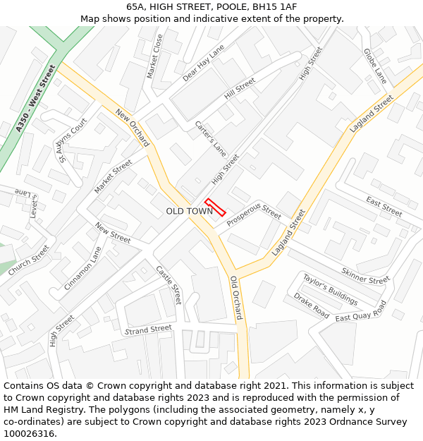 65A, HIGH STREET, POOLE, BH15 1AF: Location map and indicative extent of plot