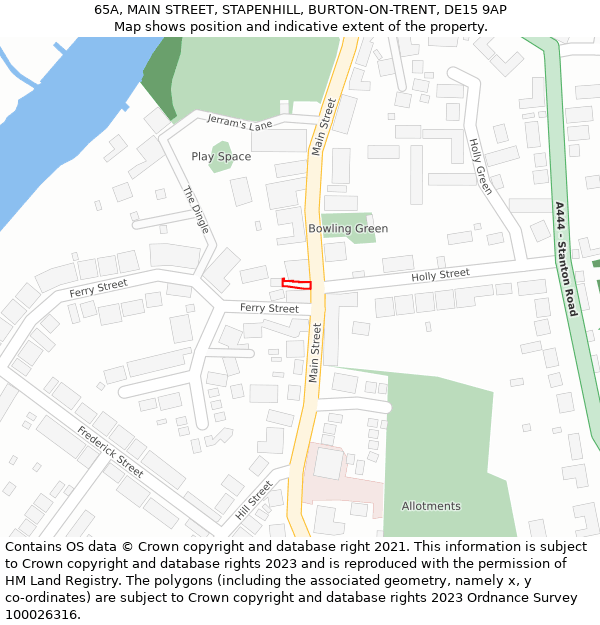 65A, MAIN STREET, STAPENHILL, BURTON-ON-TRENT, DE15 9AP: Location map and indicative extent of plot