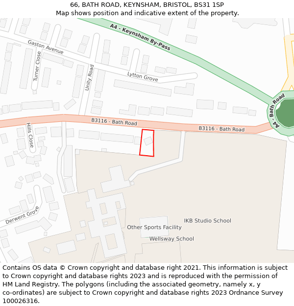 66, BATH ROAD, KEYNSHAM, BRISTOL, BS31 1SP: Location map and indicative extent of plot