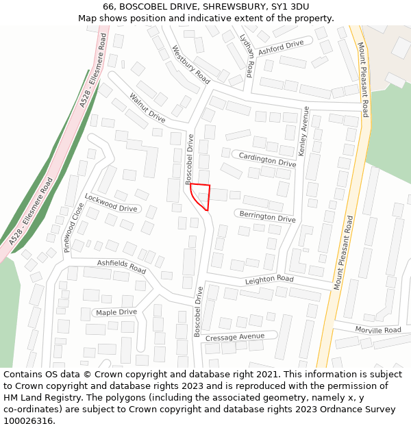 66, BOSCOBEL DRIVE, SHREWSBURY, SY1 3DU: Location map and indicative extent of plot