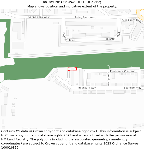 66, BOUNDARY WAY, HULL, HU4 6DQ: Location map and indicative extent of plot