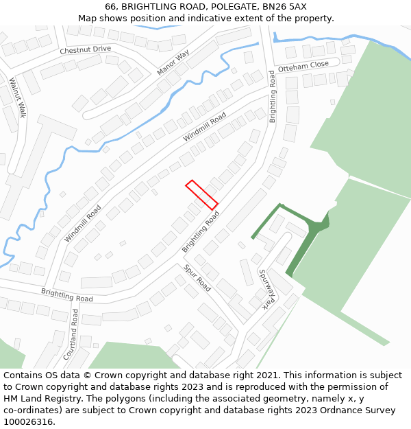 66, BRIGHTLING ROAD, POLEGATE, BN26 5AX: Location map and indicative extent of plot